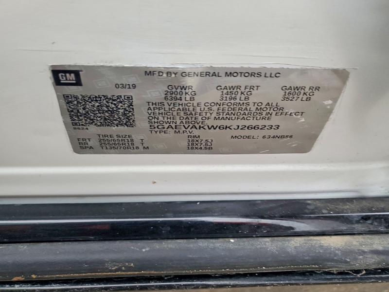 2019 Buick Enclave მანქანა იყიდება აუქციონზე, vin: 5GAEVAKW6KJ266233, აუქციონის ნომერი: 45567906