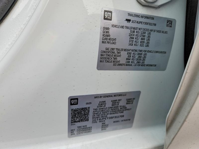 Aukcja sprzedaży 2025 Gmc Sierra, vin: 1GT4UPEY3SF311709, numer aukcji: 47093666