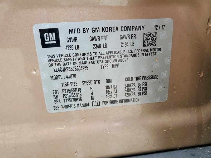 Aukcja sprzedaży 2018 Buick Encore, vin: KL4CJASB5JB604965, numer aukcji: 41729386