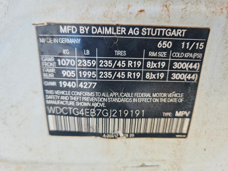 Продаж на аукціоні авто 2016 Mercedes-benz Gla, vin: WDCTG4EB7GJ219191, номер лоту: 46318956