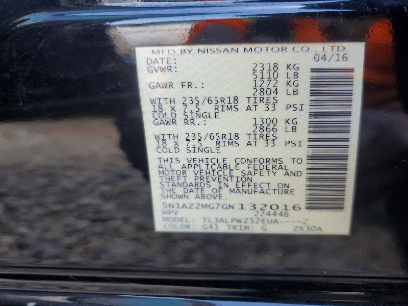 Aukcja sprzedaży 2016 Nissan Murano, vin: 5N1AZ2MG7GN132016, numer aukcji: 48327736
