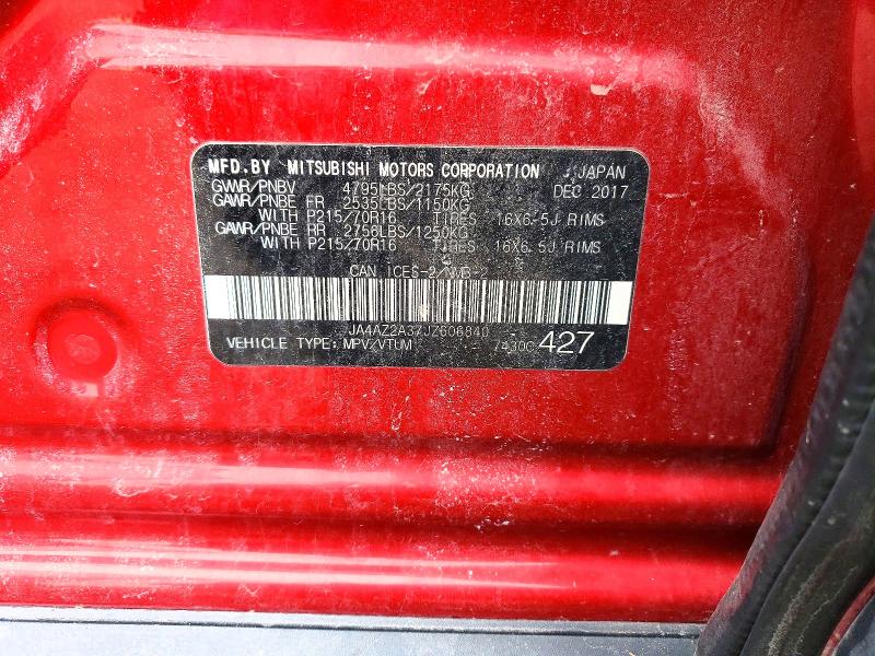 78868635 :رقم المزاد ، JA4AZ2A37JZ606840 vin ، 2018 Mitsubishi Outlander مزاد بيع