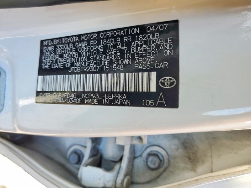 Продаж на аукціоні авто 2007 Toyota Yaris, vin: JTDBT923071151548, номер лоту: 79785445