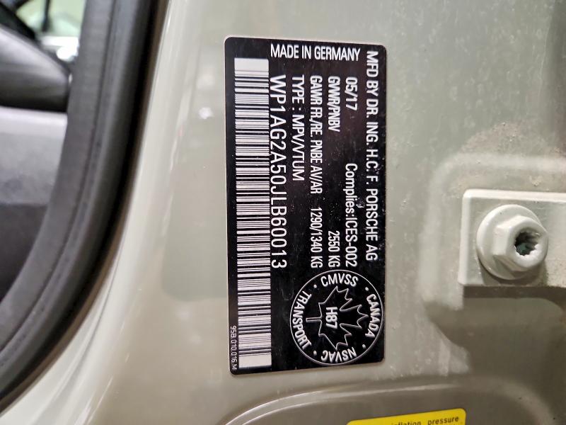 46001196 :رقم المزاد ، WP1AG2A50JLB60013 vin ، 2018 Porsche Macan مزاد بيع