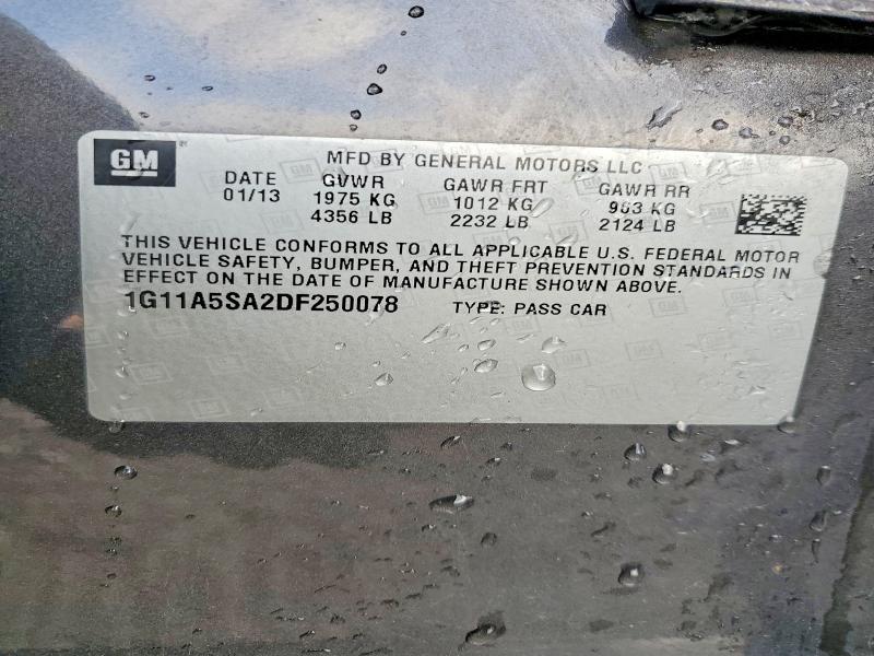 79108885 :رقم المزاد ، 1G11A5SA2DF250078 vin ، 2013 Chevrolet Malibu مزاد بيع