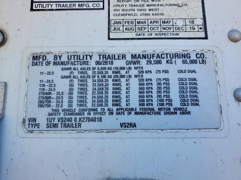 Aukcja sprzedaży 2019 Utility Trailer Vsra Reefe, vin: 1UYVS2400K2704018, numer aukcji: 79795115
