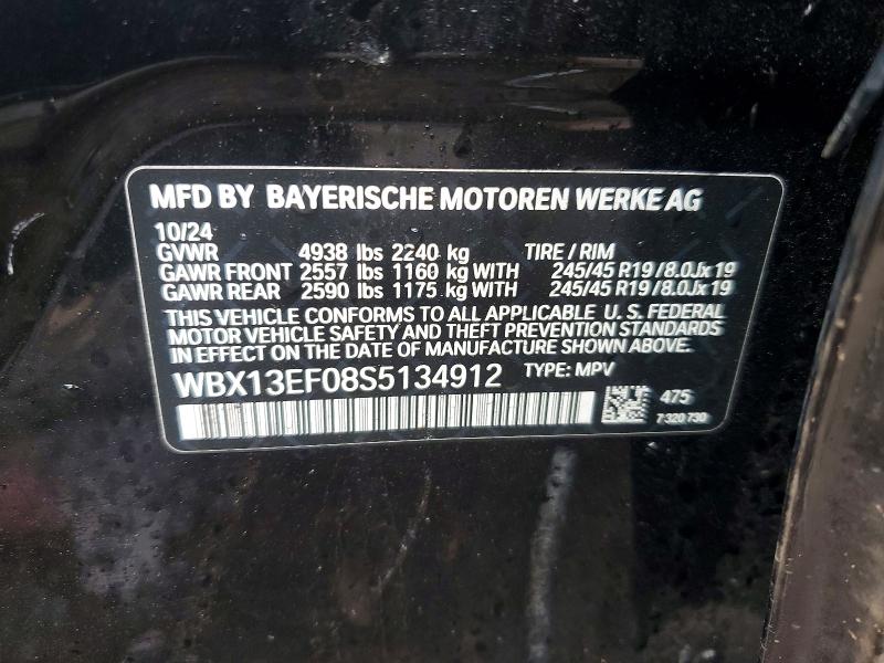Aukcja sprzedaży 2025 Bmw X1, vin: WBX13EF08S5134912, numer aukcji: 47014916
