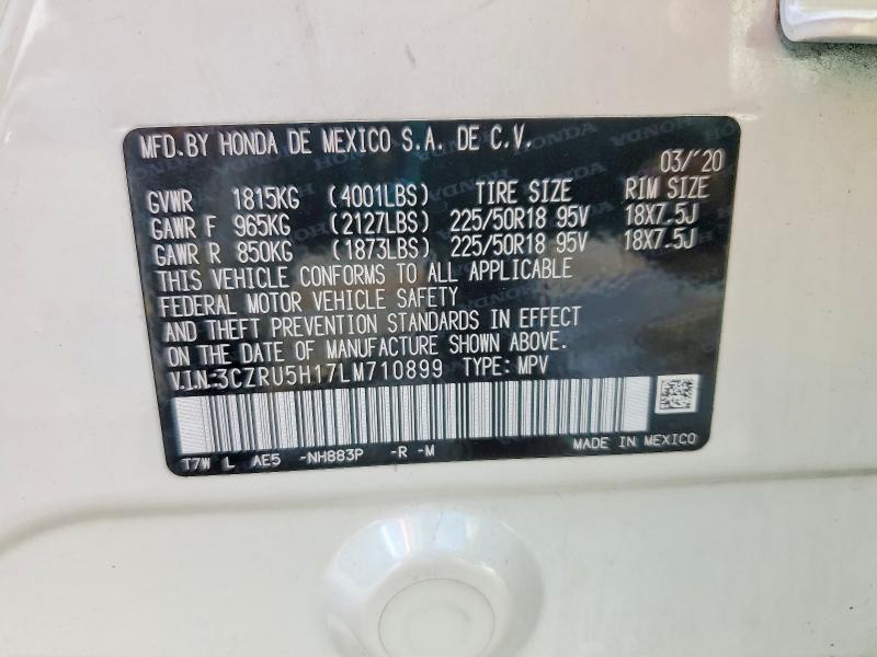 2020 Honda Hr-v მანქანა იყიდება აუქციონზე, vin: 3CZRU5H17LM710899, აუქციონის ნომერი: 79376345