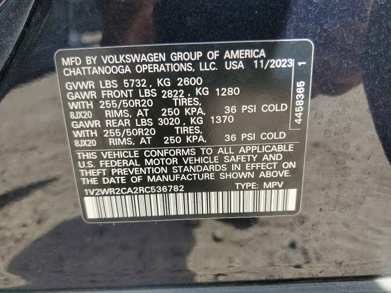 Aukcja sprzedaży 2024 Volkswagen Atlas, vin: 1V2WR2CA2RC536782, numer aukcji: 41703156