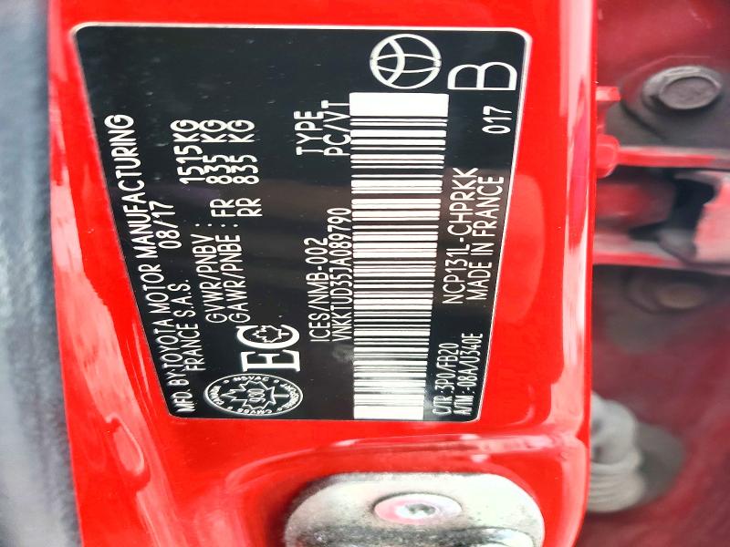 Продажа на аукционе авто 2018 Toyota Yaris, vin: VNKKTUD35JA089790, номер лота: 47037406