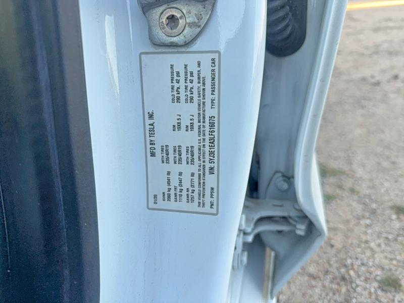 2020 Tesla Model 3 მანქანა იყიდება აუქციონზე, vin: 5YJ3E1EA3LF616075, აუქციონის ნომერი: 47659086
