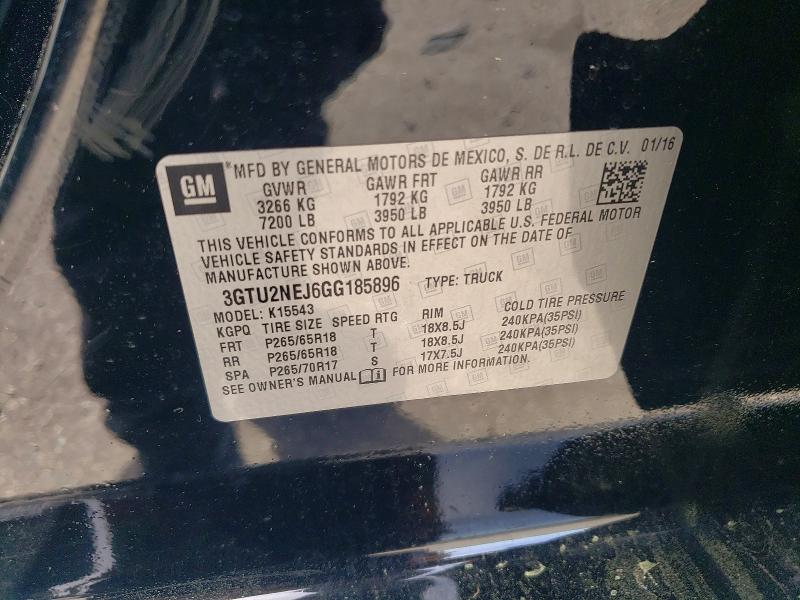 Aukcja sprzedaży 2016 Gmc Sierra, vin: 3GTU2NEJ6GG185896, numer aukcji: 47520316