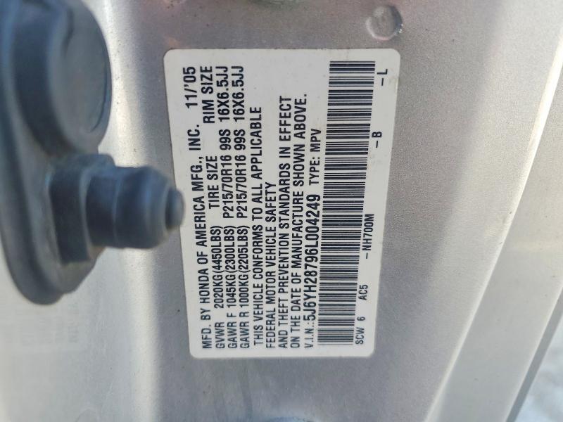 2006 Honda Element მანქანა იყიდება აუქციონზე, vin: 5J6YH28796L004249, აუქციონის ნომერი: 46694016