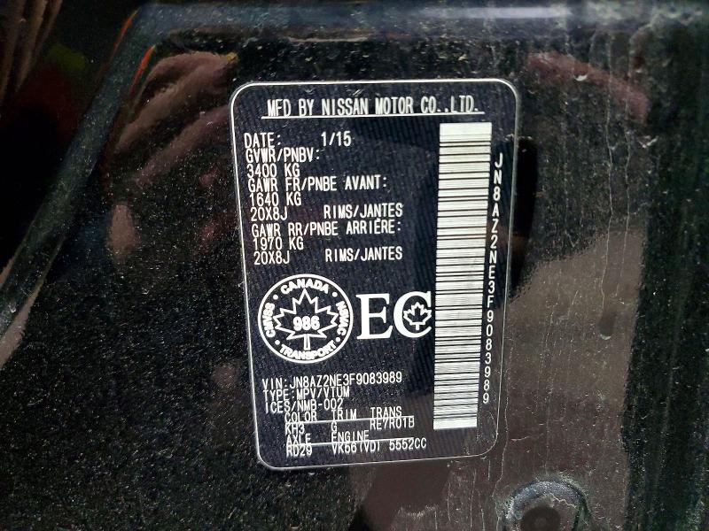 45759256 :رقم المزاد ، JN8AZ2NE3F9083989 vin ، 2015 Infiniti Qx80 مزاد بيع