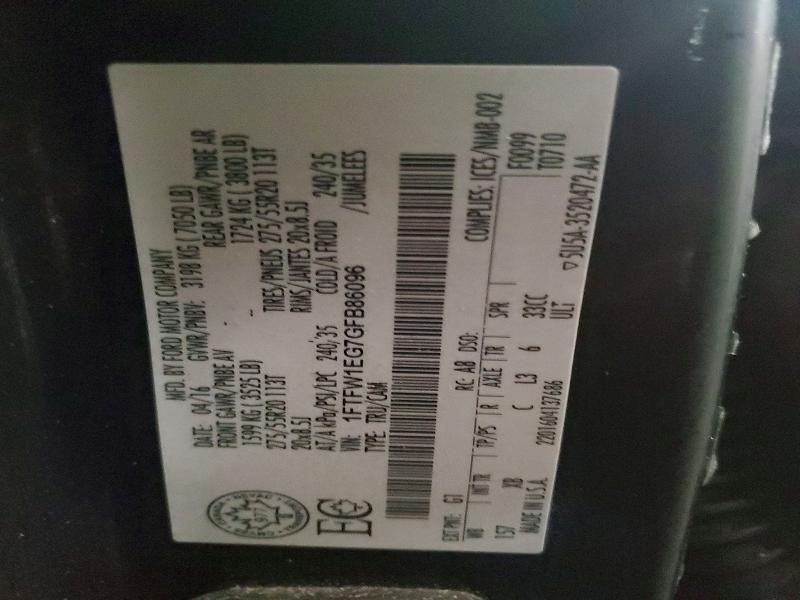 45486826 :رقم المزاد ، 1FTFW1EG7GFB86096 vin ، 2016 Ford F150 مزاد بيع