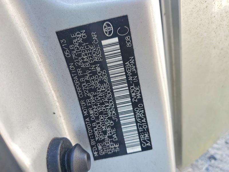 Aukcja sprzedaży 2013 Toyota Prius, vin: JTDKN3DU3D0354805, numer aukcji: 41617576