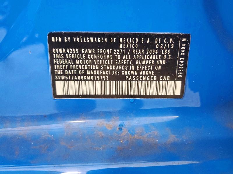 Продаж на аукціоні авто 2019 Volkswagen Gti, vin: 3VW5T7AU6KM015753, номер лоту: 46314026