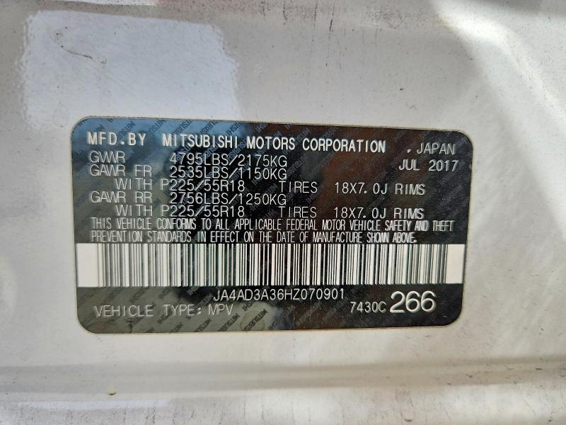 Продаж на аукціоні авто 2017 Mitsubishi Outlander, vin: JA4AD3A36HZ070901, номер лоту: 46061216