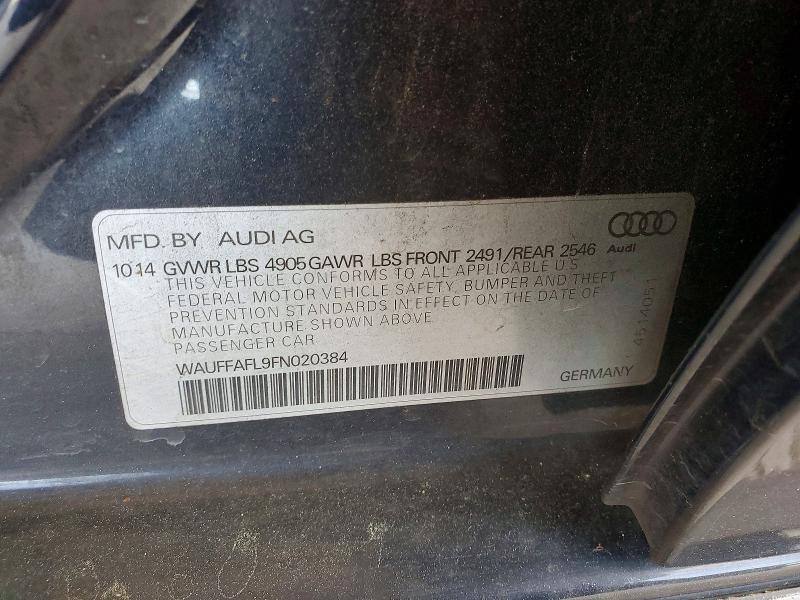 48285736 :رقم المزاد ، WAUFFAFL9FN020384 vin ، 2015 Audi A4 مزاد بيع