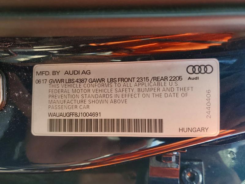 Продаж на аукціоні авто 2018 Audi A3, vin: WAUAUGFF8J1004691, номер лоту: 47513736