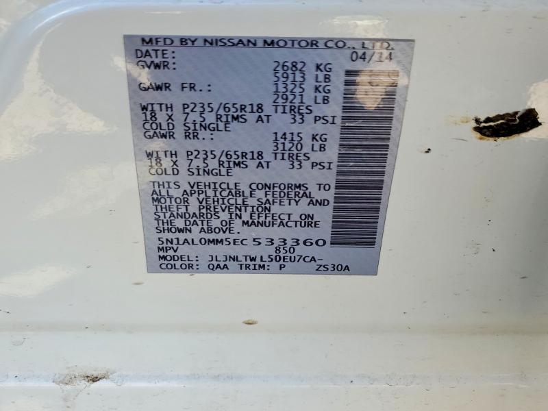 Aukcja sprzedaży 2014 Infiniti Qx60, vin: 5N1AL0MM5EC533360, numer aukcji: 47276536