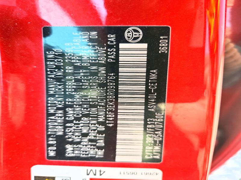 2011 Toyota Camry მანქანა იყიდება აუქციონზე, vin: 4T4BF3EK3BR098764, აუქციონის ნომერი: 47161736
