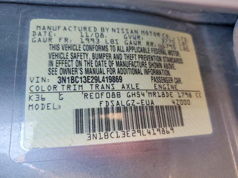 Aukcja sprzedaży 2009 Nissan Versa, vin: 3N1BC13E29L419869, numer aukcji: 79131945