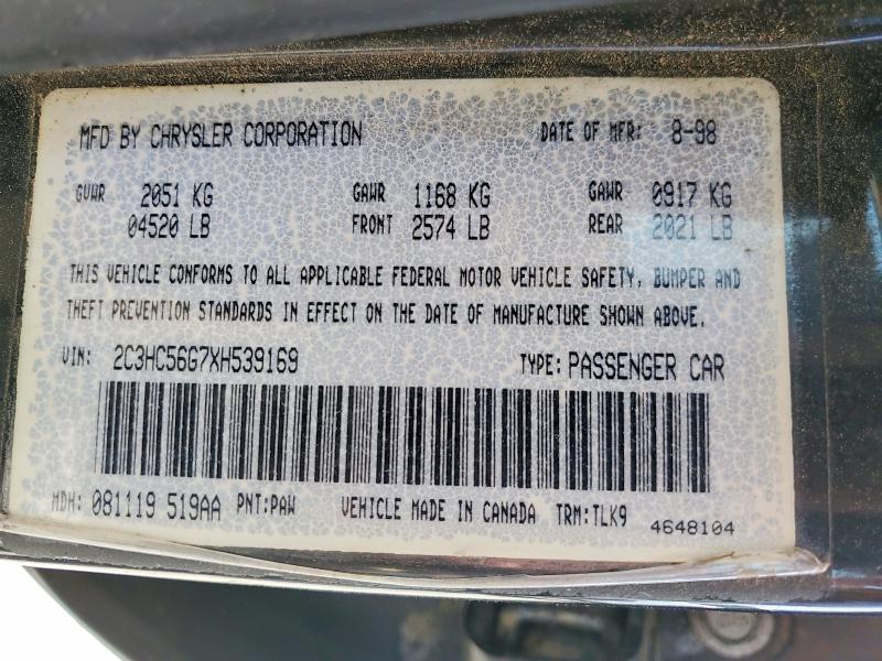 Продаж на аукціоні авто 1999 Chrysler Lhs, vin: 2C3HC56G7XH539169, номер лоту: 46676086
