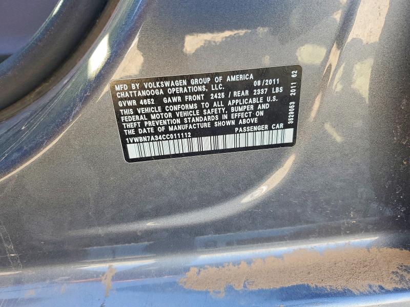 Продаж на аукціоні авто 2012 Volkswagen Passat, vin: 1VWBN7A34CC011112, номер лоту: 79382285
