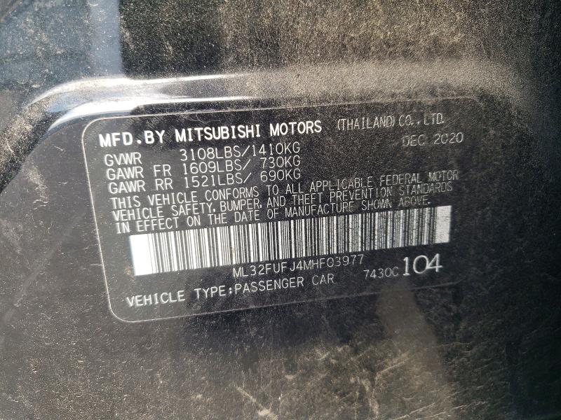 2021 Mitsubishi Mirage მანქანა იყიდება აუქციონზე, vin: ML32FUFJ4MHF03977, აუქციონის ნომერი: 79985895