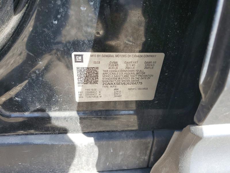 46396376 :رقم المزاد ، 2GNAXSEV6J6264775 vin ، 2018 Chevrolet Equinox مزاد بيع