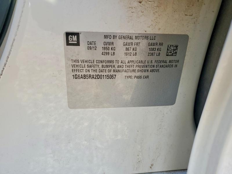 2013 Cadillac Ats მანქანა იყიდება აუქციონზე, vin: 1G6AB5RA2D0115067, აუქციონის ნომერი: 54302046
