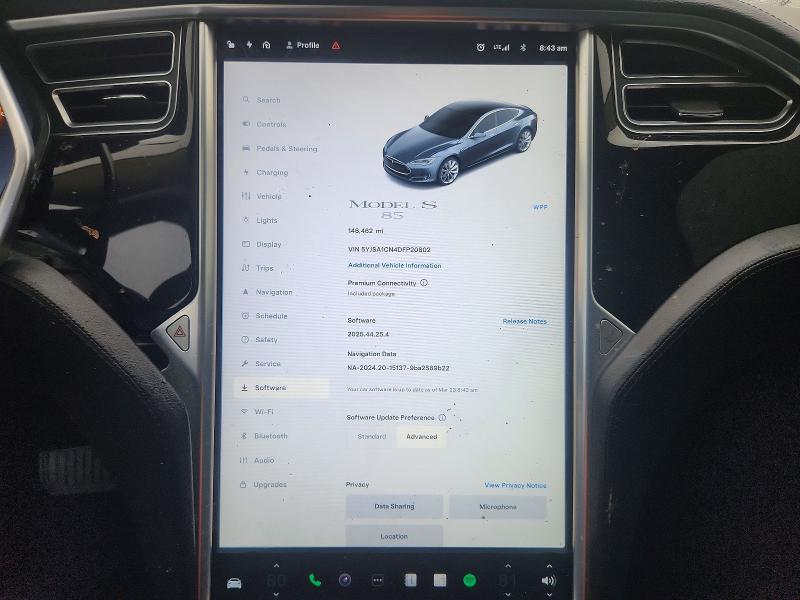2013 Tesla Model S მანქანა იყიდება აუქციონზე, vin: 5YJSA1CN4DFP20802, აუქციონის ნომერი: 46947216