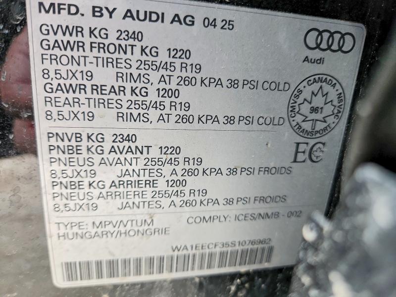 Aukcja sprzedaży 2025 Audi Q3, vin: WA1EECF35S1076962, numer aukcji: 47152886