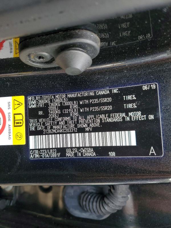 Aukcja sprzedaży 2019 Lexus Rx 350, vin: 2T2BZMCA4KC203312, numer aukcji: 47360256