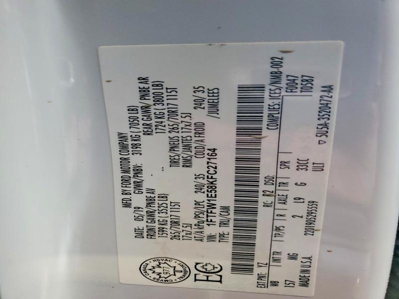 Продажа на аукционе авто 2019 Ford F150, vin: 1FTFW1E58KFC27164, номер лота: 78611615