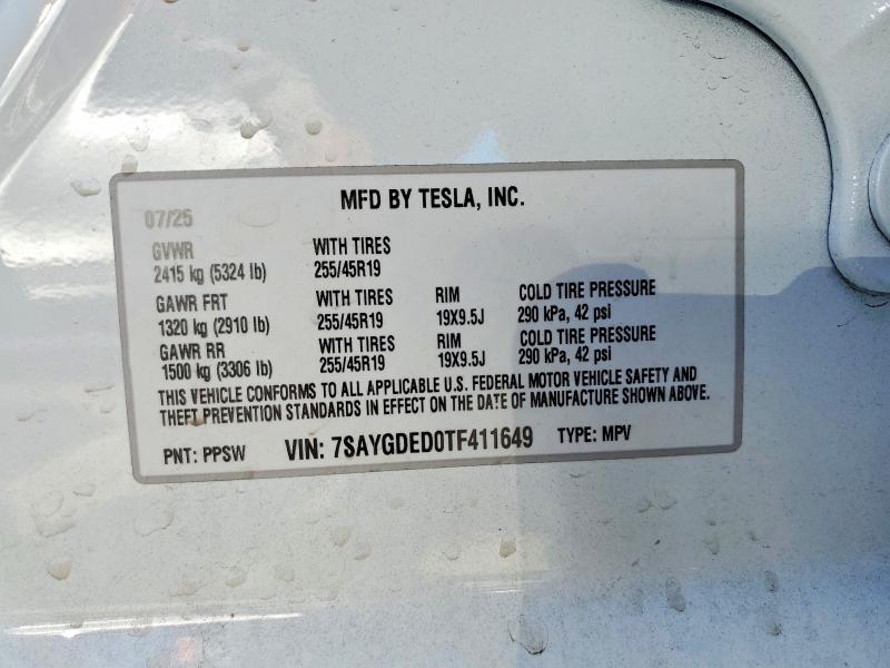 46723296 :رقم المزاد ، 7SAYGDED0TF411649 vin ، 2026 Tesla Y مزاد بيع