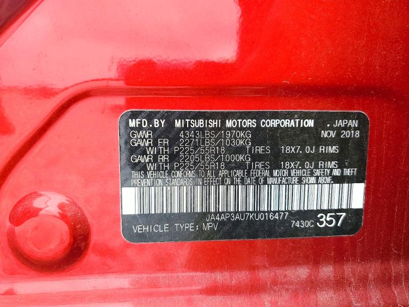Продаж на аукціоні авто 2019 Mitsubishi Outlander Sport, vin: JA4AP3AU7KU016477, номер лоту: 46007386