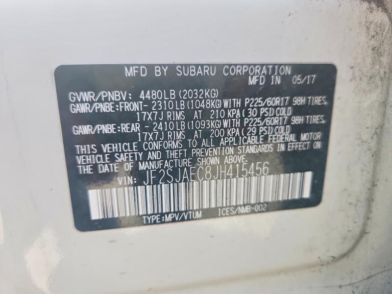 Aukcja sprzedaży 2018 Subaru Forester, vin: JF2SJAEC8JH415456, numer aukcji: 45945166