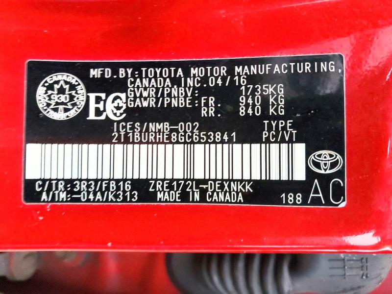 45544016 :رقم المزاد ، 2T1BURHE8GC653841 vin ، 2016 Toyota Corolla مزاد بيع