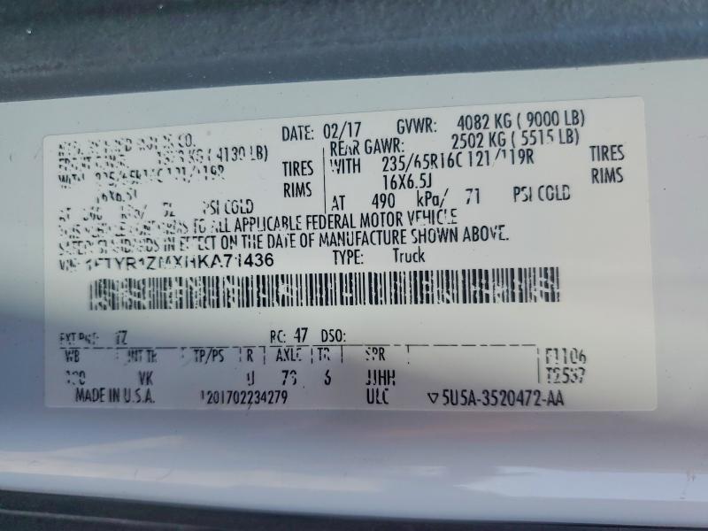 Aukcja sprzedaży 2017 Ford Transit, vin: 1FTYR1ZMXHKA71436, numer aukcji: 47617946
