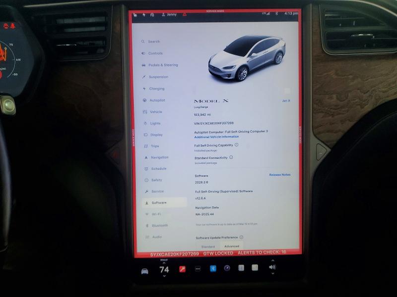 41616976 :رقم المزاد ، 5YJXCAE20KF207269 vin ، 2019 Tesla Model X مزاد بيع