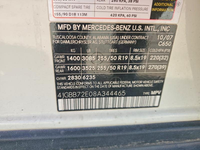 47069556 :رقم المزاد ، 4JGBB72E08A344465 vin ، 2008 Mercedes-benz Ml مزاد بيع