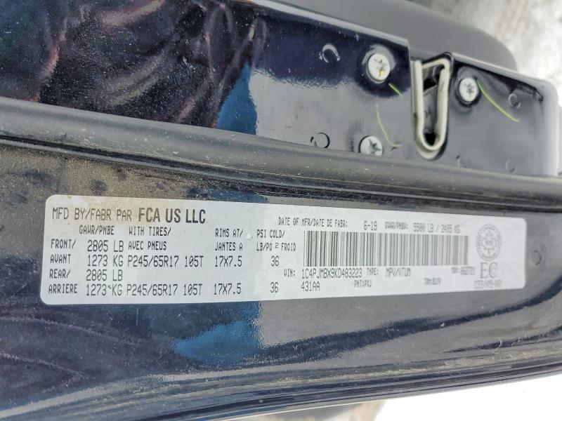 2019 Jeep Cherokee მანქანა იყიდება აუქციონზე, vin: 1C4PJMBX9KD483223, აუქციონის ნომერი: 45678036
