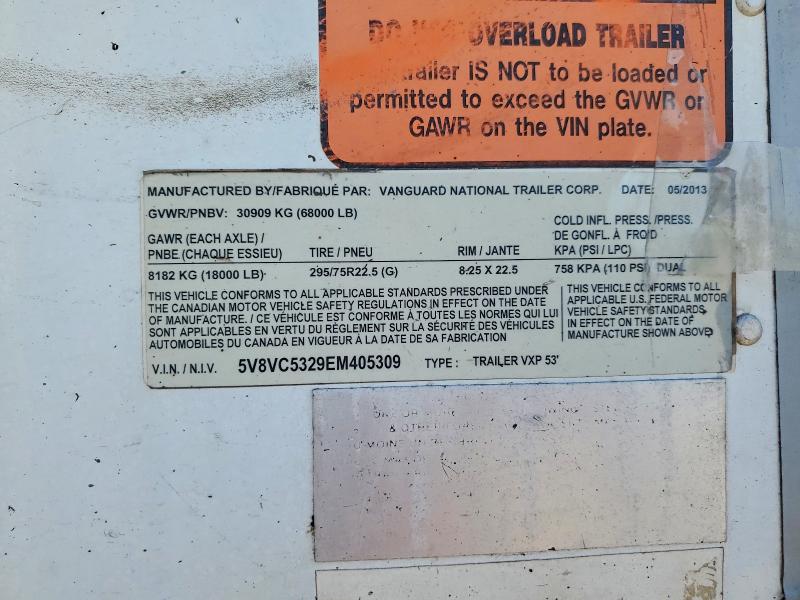 47039696 :رقم المزاد ، 5V8VC5329EM405309 vin ، 2014 Vanguard Trailer مزاد بيع