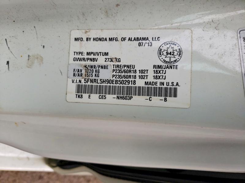 Продаж на аукціоні авто 2014 Honda Odyssey, vin: 5FNRL5H90EB502918, номер лоту: 78604045