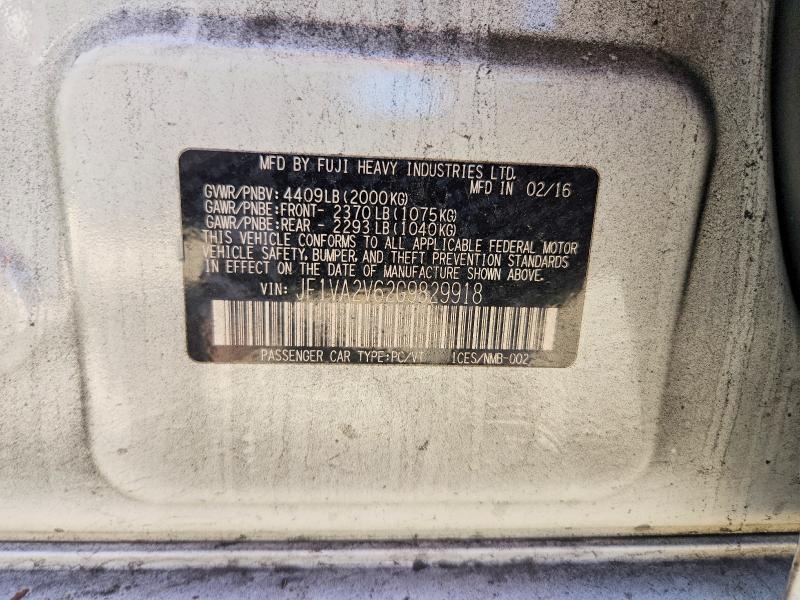 Aukcja sprzedaży 2016 Subaru Wrx, vin: JF1VA2V62G9829918, numer aukcji: 47094106