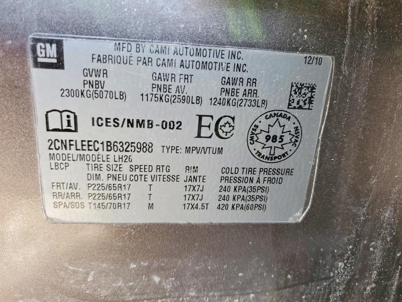 Auction sale of the 2011 Chevrolet Equinox, vin: 2CNFLEEC1B6325988, lot number: 77300065