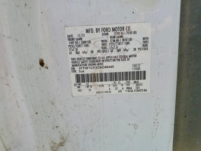 2013 Ford F150 მანქანა იყიდება აუქციონზე, vin: 1FTNF1CFXDKD49445, აუქციონის ნომერი: 46023186