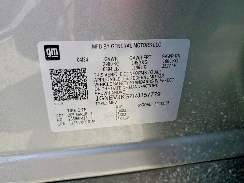 48291126 :رقم المزاد ، 1GNEVJKS2RJ157779 vin ، 2024 Chevrolet Traverse مزاد بيع
